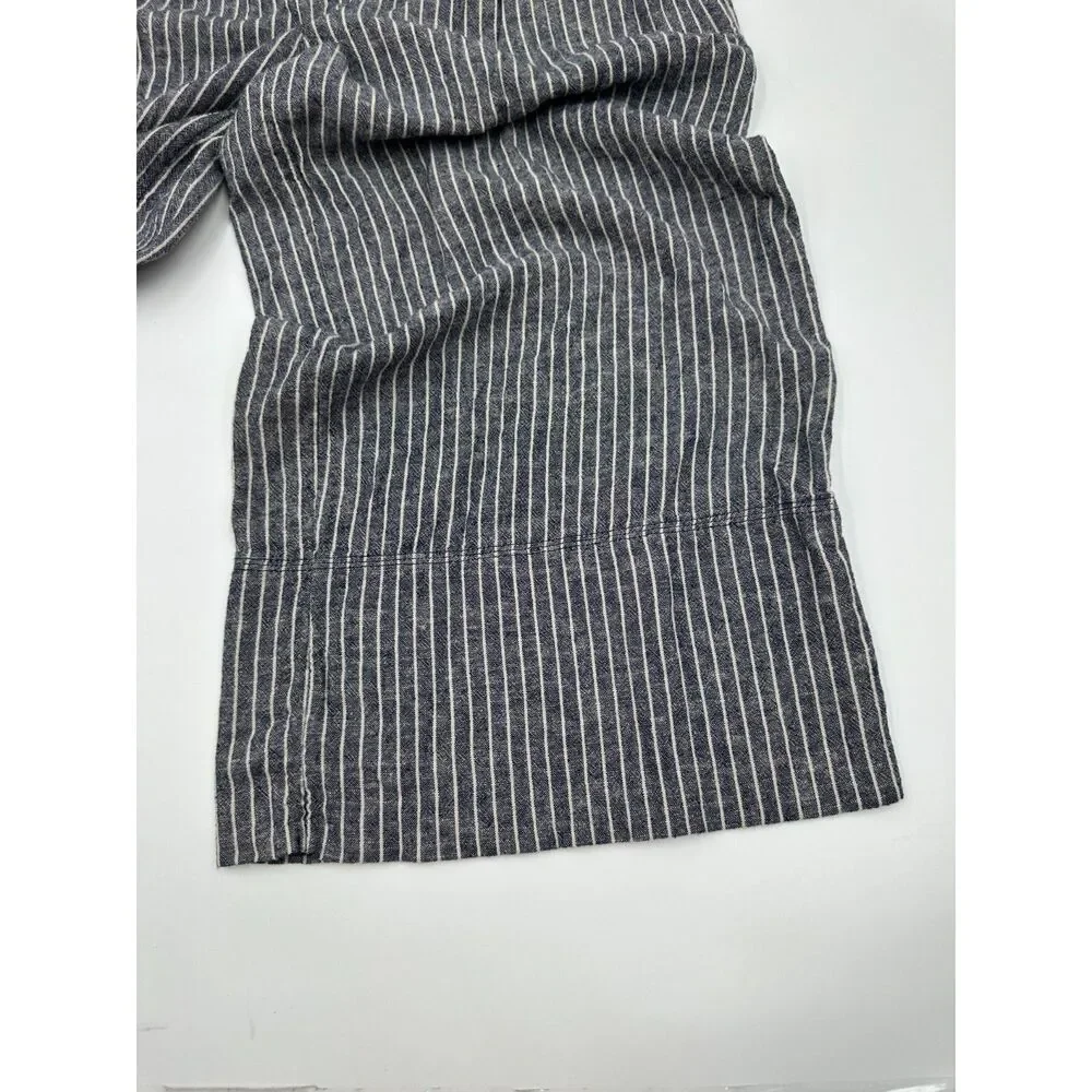 Banana Republic Linen Blend Pants for Women Size S Mid Rise Wide Leg Striped EUC